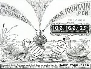 Bir Illustrated Ticaret Kataloğundan Kuğu Dolma Kalem İlanı, c.1900-10 by Unbekannt Unbekannt